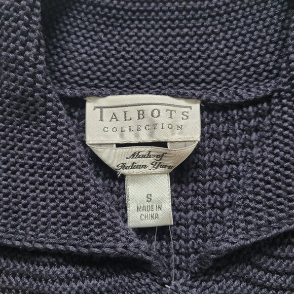 Talbots Double-Breasted Knit Coat Sweater 3/4 Sleeve Navy Nautical Preppy Size S - Picture 10 of 13
